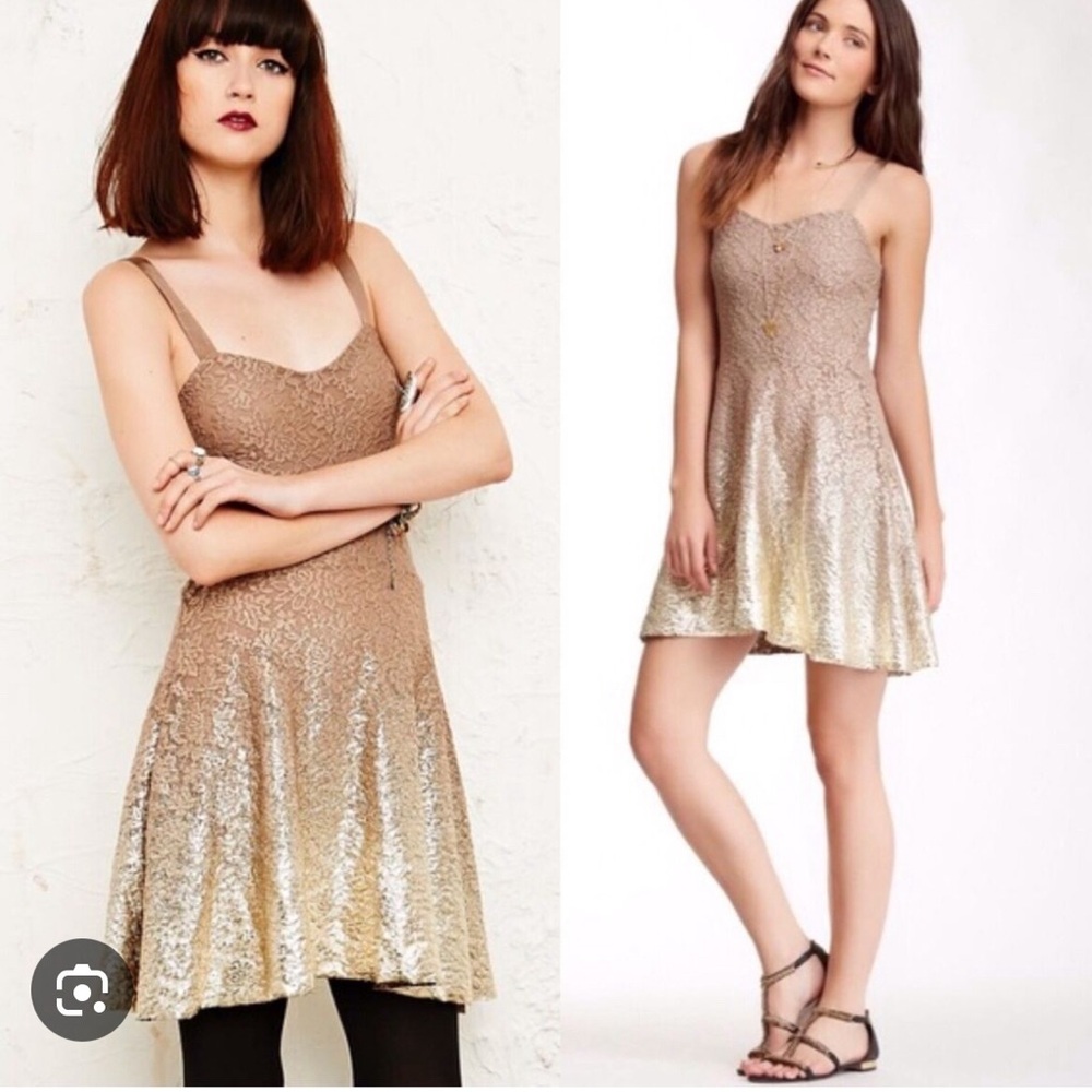 Free people taupe/gold ombré dress
